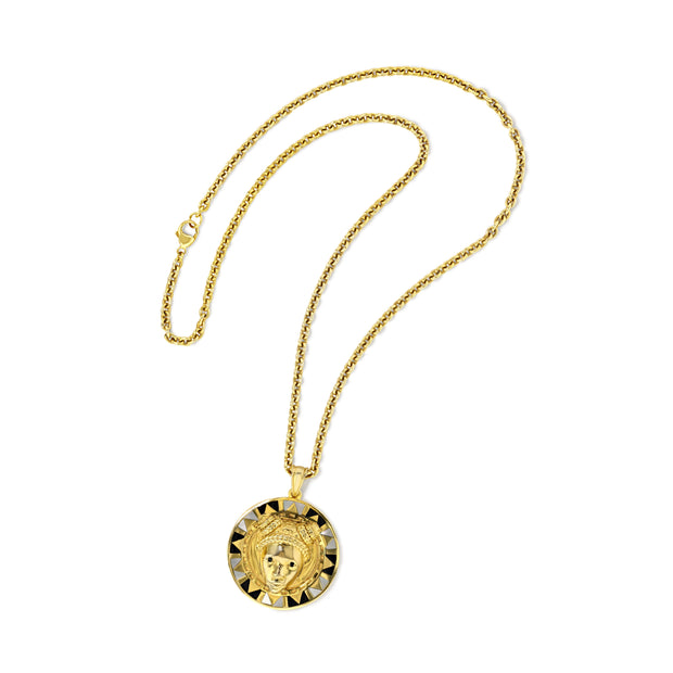Reava Full-Sized Pendant in Gold Vermeil with Black Onyx + MOP