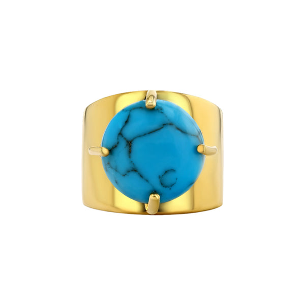 Allure Lilly Ring with Round Cut Turquoise - Size 6 left