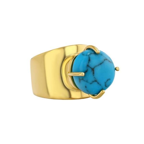 Lilly Ring | Coastal Muse, Gold Vermeil with Round Cut Turquoise