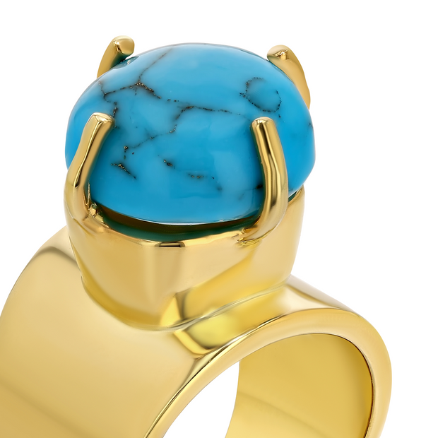 Allure Lilly Ring in Solid 14K Gold with Round Cut Turquoise