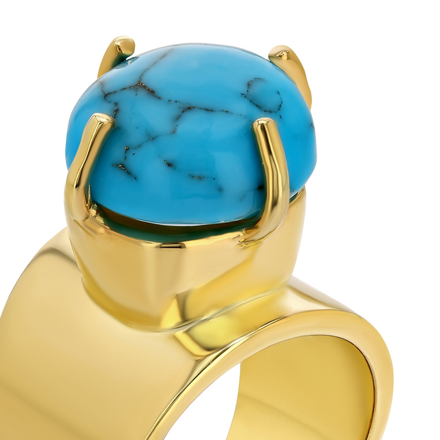 Allure Lilly Ring with Round Cut Turquoise - Size 6 left