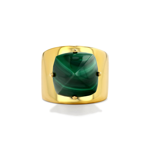 Serenity Lilly Ring with Sugarloaf Malachite - Size 6 left