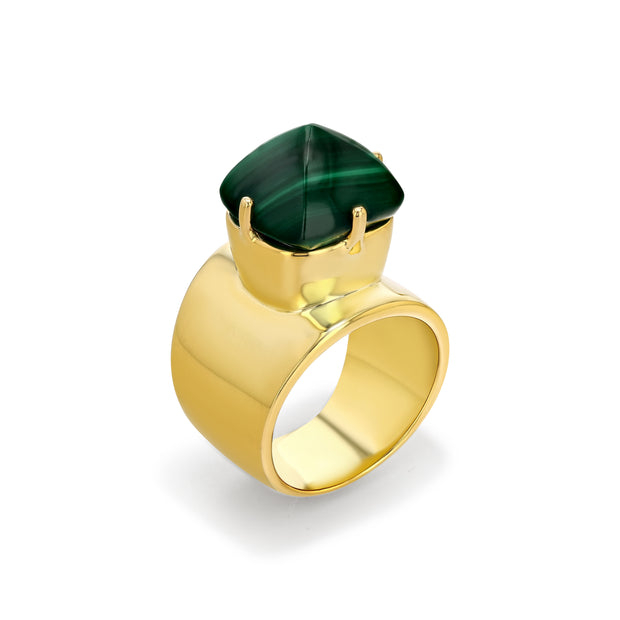 Serenity Lilly Ring with Sugarloaf Malachite - Size 6 left