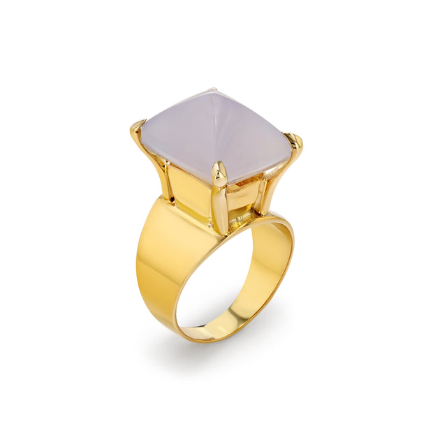 Celestial Oasis Lilly Ring with Sugarloaf Chalcedony - Size 7 left