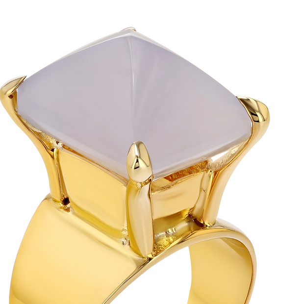 Celestial Oasis Lilly Ring with Sugarloaf Chalcedony - Size 7 left