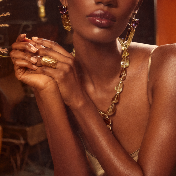 Nefertiti Earrings in Solid Yellow Gold