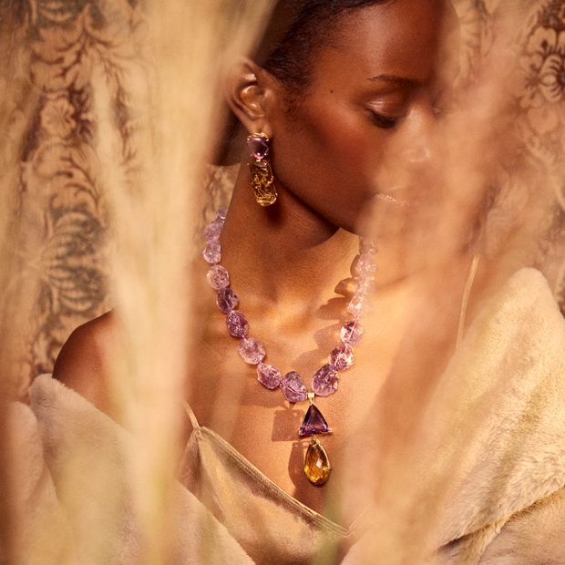 Nefertiti Earrings in Solid Yellow Gold