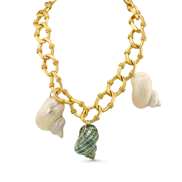 Desirita Necklace in Brass with Trumpet Shells