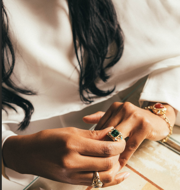 Lilly Ring 2.0 in Solid 14K Gold with Namibian Green Tourmaline