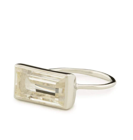 Gloria Ring in White Rhodium with Clear Quartz