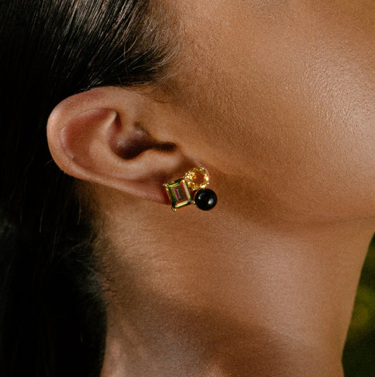 Haevan Studded Earrings | Mystic Topaz, 14K Gold Plated