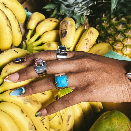 Lilly Ring | Pink Gemstone, White Rhodium