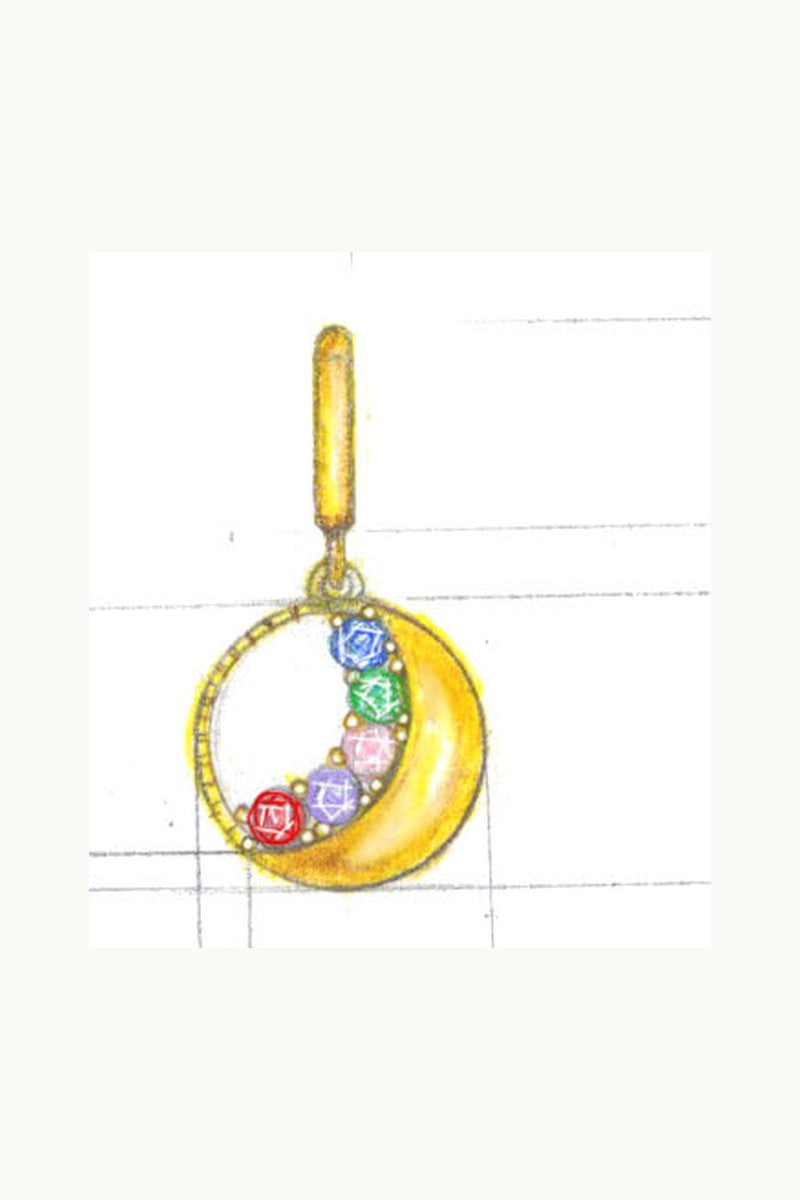 Original Adore Adorn crescent moon charm sketch, hand drawn