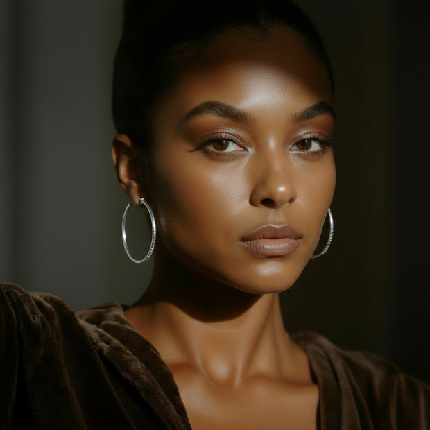 Dream Beautiful Hoop Earrings in White Rhodium