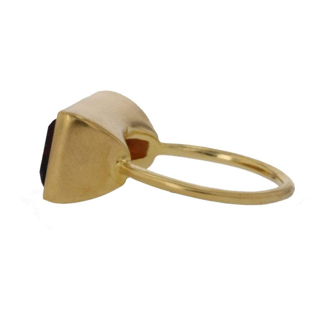 Gloria Ring in Matte Gold with Brown Garnet
