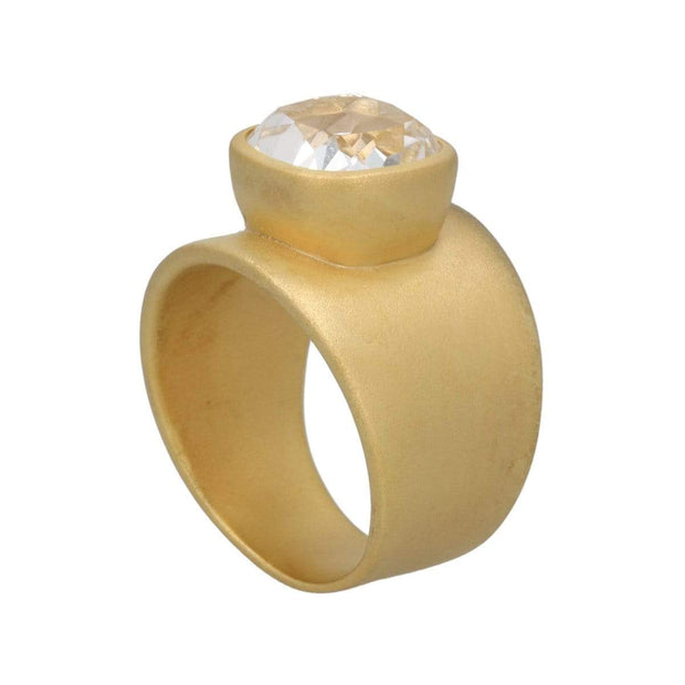 Lilly Ring in Matte Gold with White Quartz