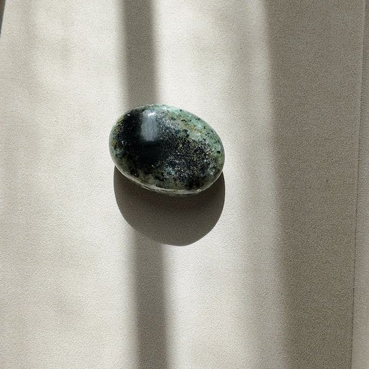 CLEAR fuchsite kyanite, silver green with blue flecks