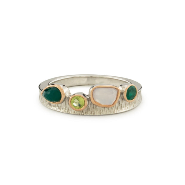 Fantasy Cocktail Ring in White Rhodium & Rose Gold