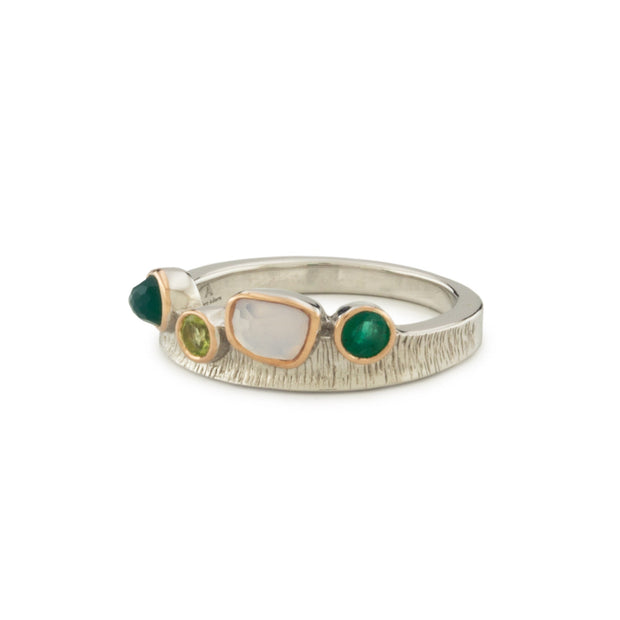 Fantasy Cocktail Ring in White Rhodium & Rose Gold