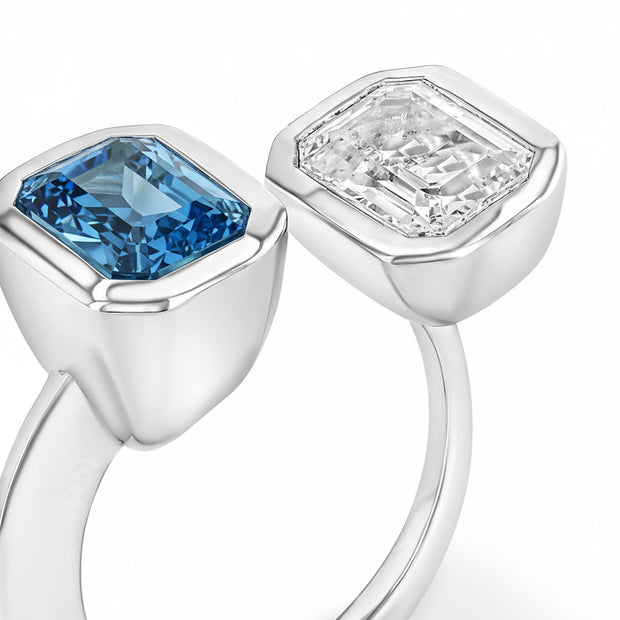 Lila Ring with Blue + White Topaz