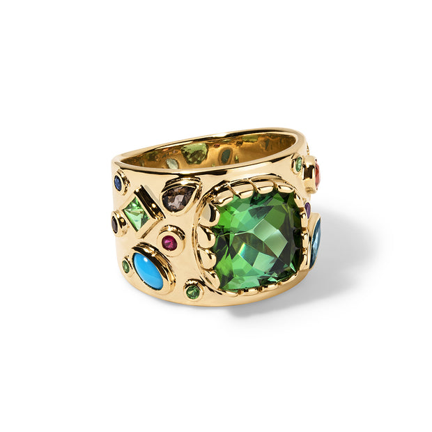 Lilly Ring 2.0 in Solid 14K Gold with Namibian Green Tourmaline