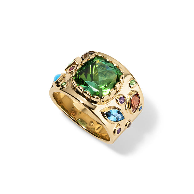Lilly Ring 2.0 in Solid 14K Gold with Namibian Green Tourmaline
