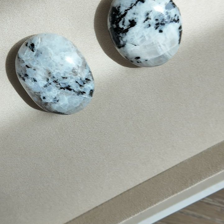 KNOWING rainbow moonstone with black tourmaline