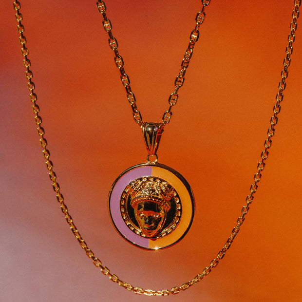 Double-Layered Reava Coin Necklace in 14K Gold
