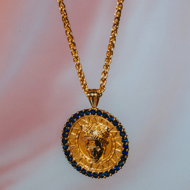 Reava Coin Necklace with Natural Blue Sapphire