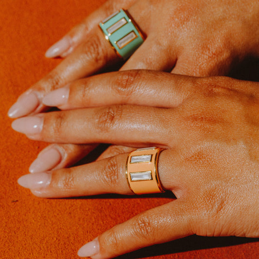 Gigi Enamel Ring | Green Ash