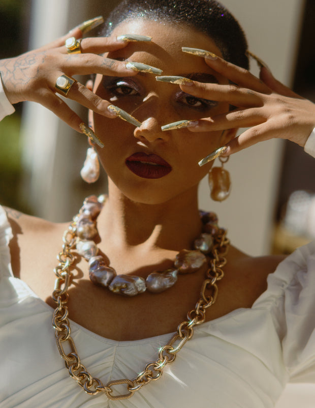 Marcella Link Chain Necklace in Brass