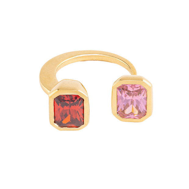 Lila Ring with Pink + Red in Gold
