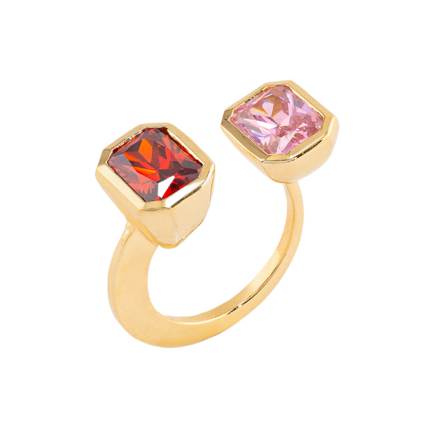 Lila Ring with Pink + Red in Gold