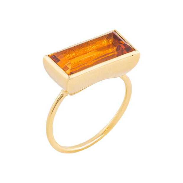 Gloria Ring in Polished Gold with Citrine