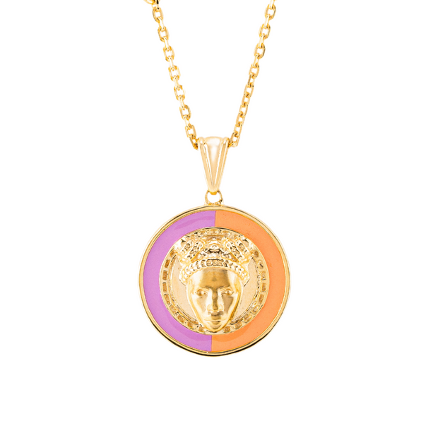 Double-Layered Reava Coin Necklace in 14K Gold