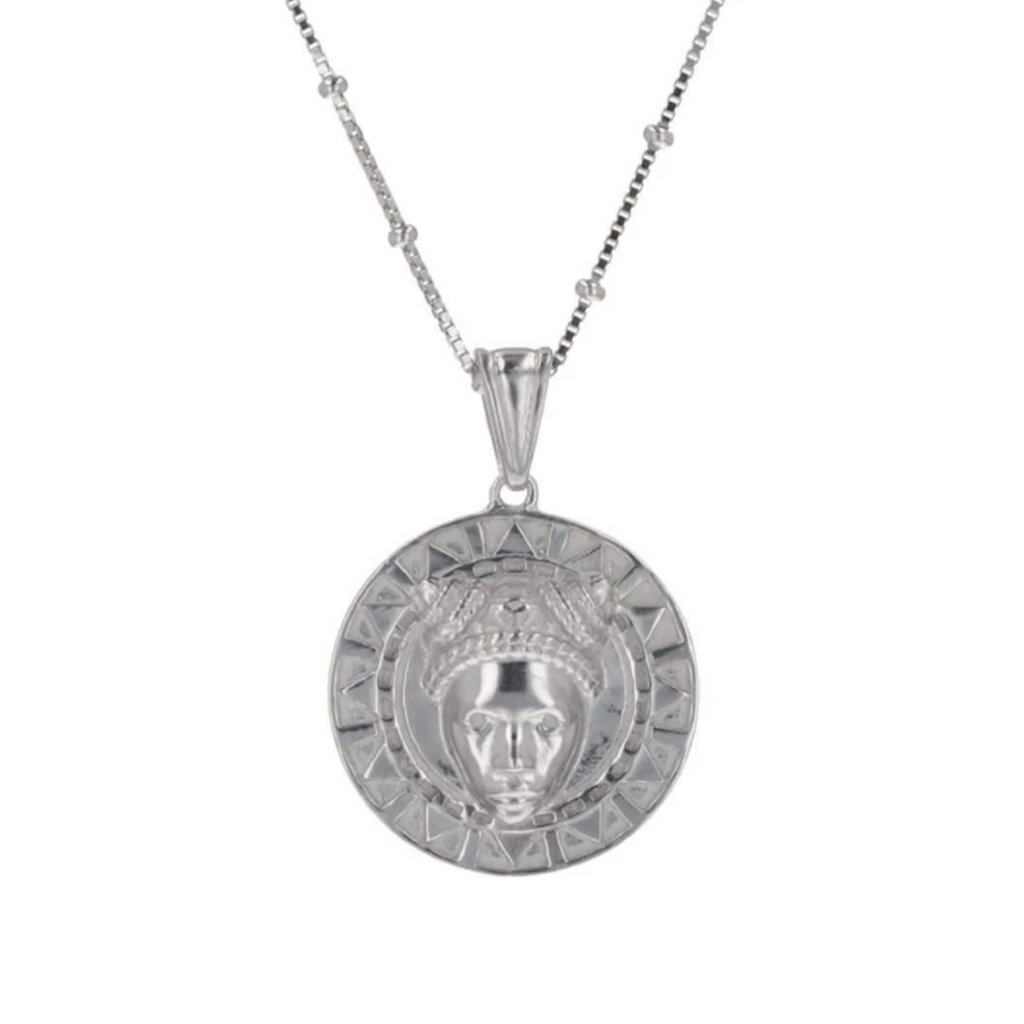 Reava Coin Necklace in White Rhodium