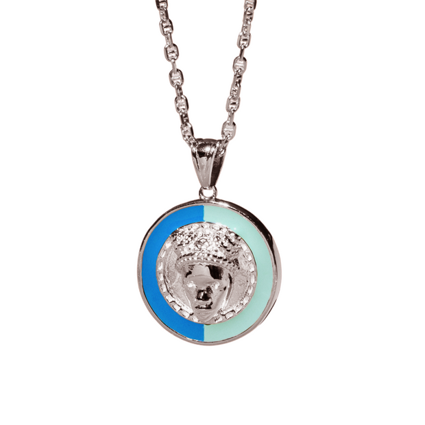 Double-Layered Reava Coin Necklace in White Rhodium