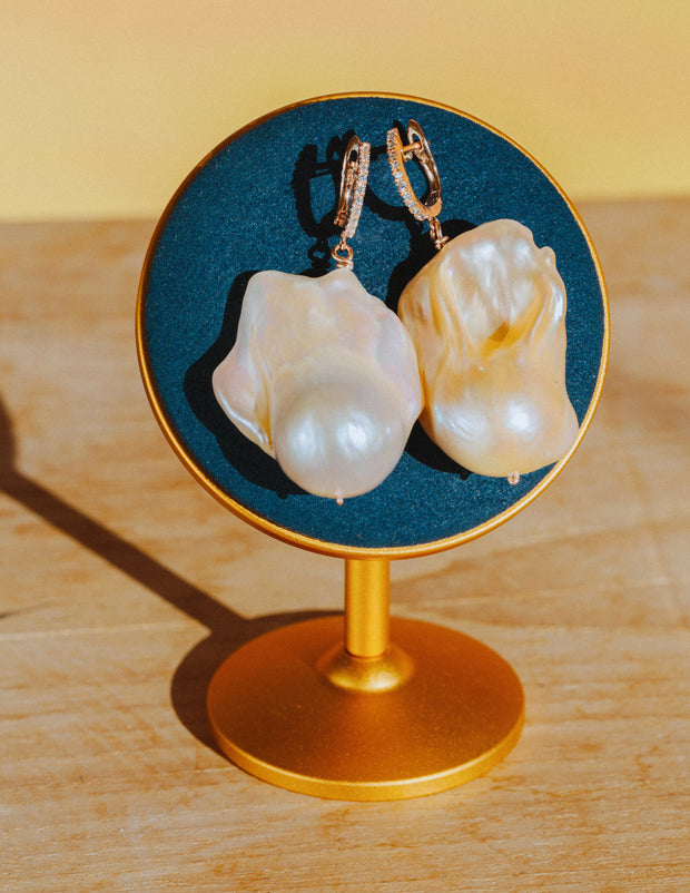 Milan Gold Small Baroque Earring in Rose Gold