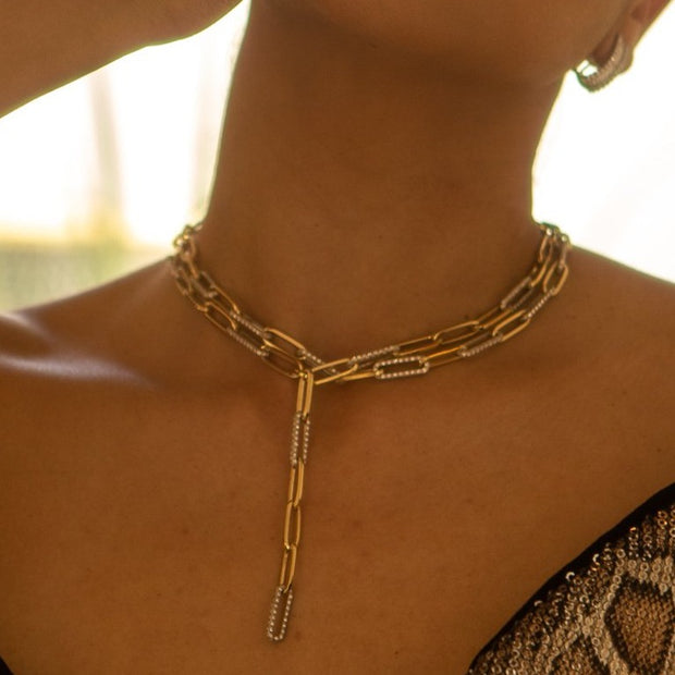 Serenity Paperclip Diamond Y-Lariat Necklace