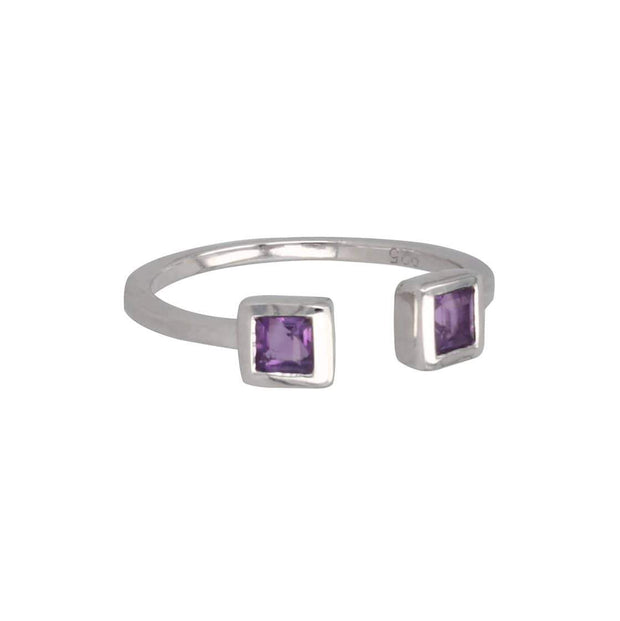 Amethyst Individual Layer Ring in White Rhodium