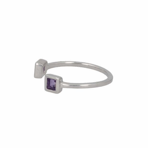 Amethyst Individual Layer Ring in White Rhodium