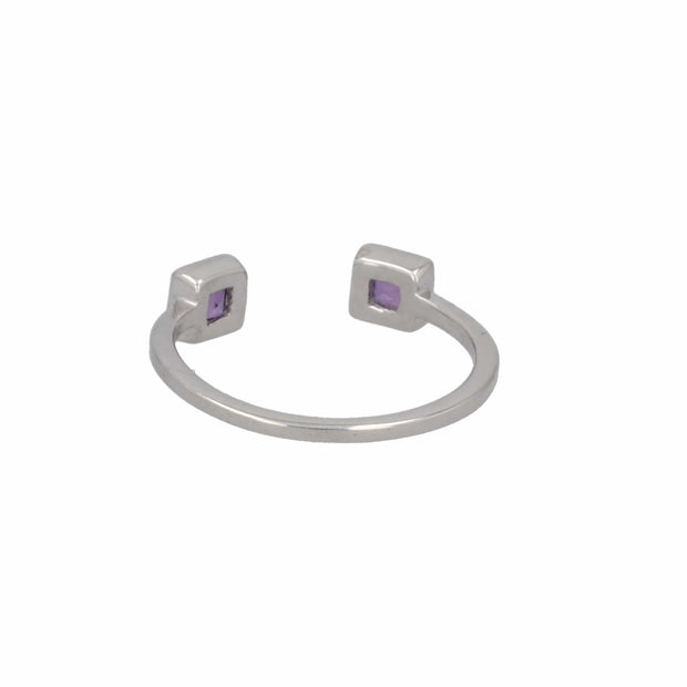 Amethyst Individual Layer Ring in White Rhodium