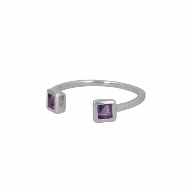 Amethyst Individual Layer Ring in White Rhodium