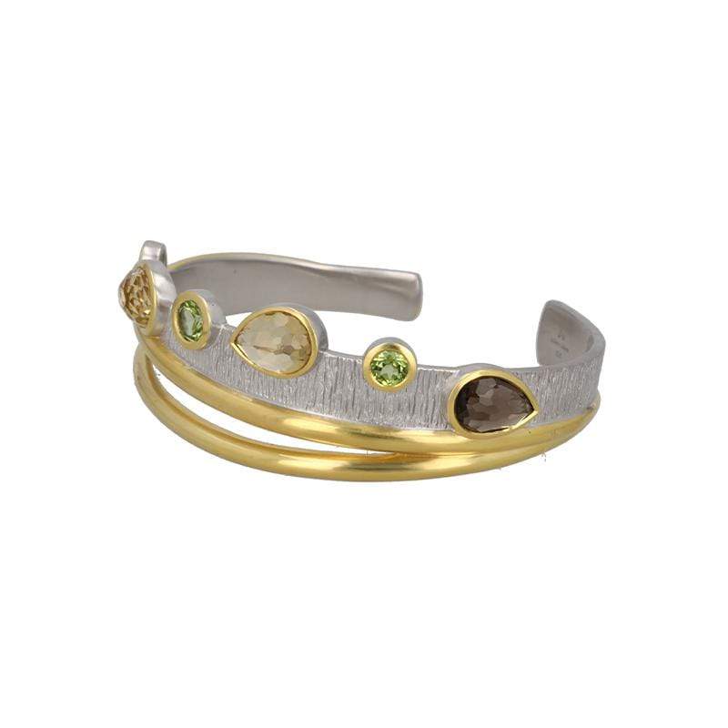 Dusk Cocktail Cuff Bracelet in White Rhodium & 14K