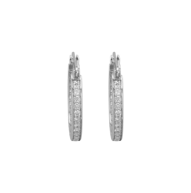 Adore Adorn Earrings 14mm Lucky Hoop in Rhodium