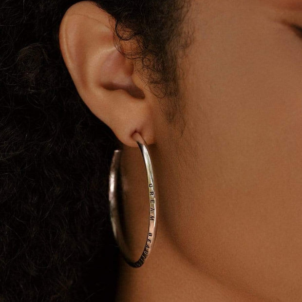 Adore Adorn Earrings 2.25" Dream Beautiful Hoop Earrings in Silver