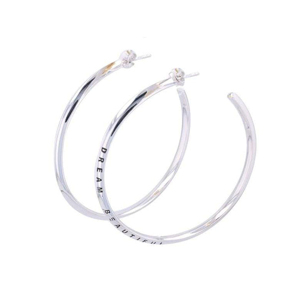Dream Beautiful Hoop Earrings in White Rhodium