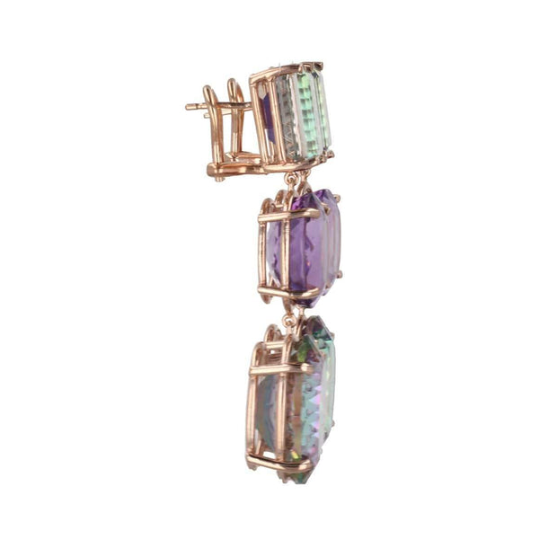 3-Drop Mystical  Earring with Pink + Mystic Topaz