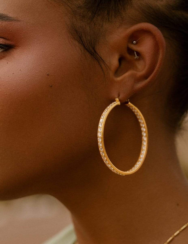 Adore Adorn Earrings 50mm Lucky Hoop in Gold