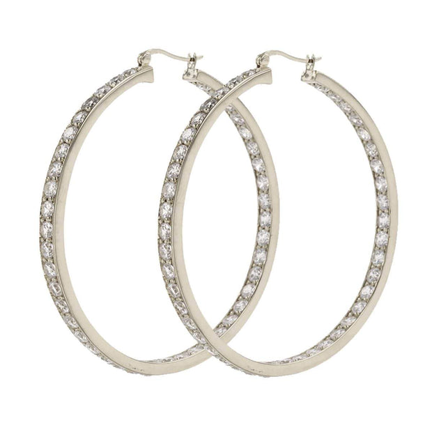 Medium-Sized 50mm Lucky Hoop in Rhodium